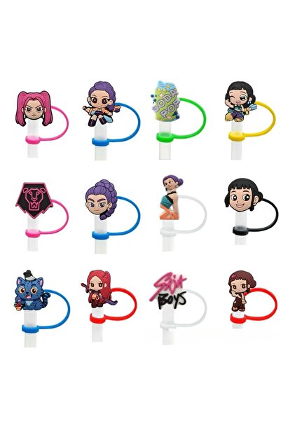 Choice 10pc Demon Hunters 10pc K-Pop Demon Hunters Series Straw Covers For 10mm Dustproof Straw Topper Dri