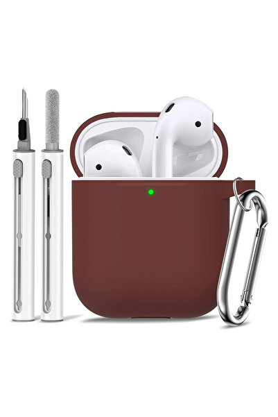 Choice Dark Red Silicone Cases With Hook For Airpods1/2 Protective Shockproof...