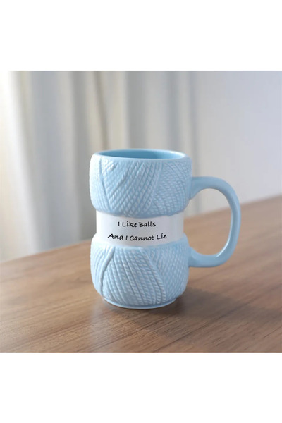 Choice كوب قهوة سيراميك أزرق اللون، سعة 301-400 مل، بنمط حياكة ساخنة، كوب قهوة، كوب كرة غزل ملونة، كوب شاي كهدية.