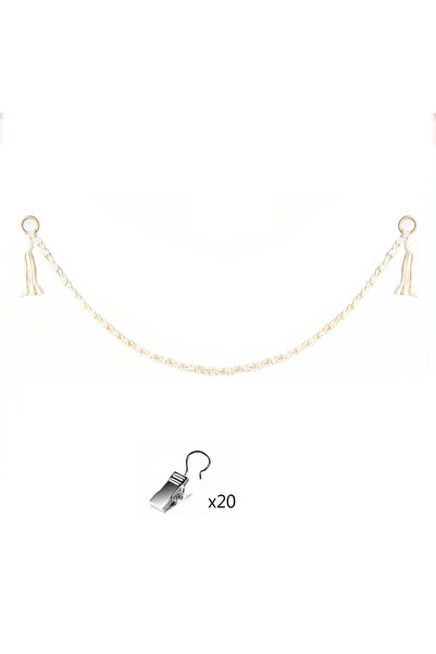 Choice beige 2 Boho Macrame Wall Hanging Storage Chain Stuffed Animals Toy Display Holder with 18 pcs Clips