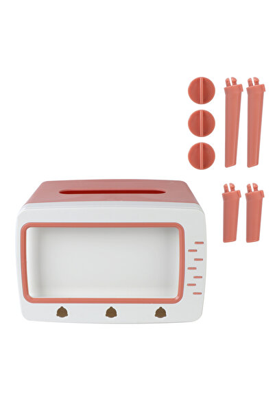 Choice A Pink Tissue Box New TV Tissue Box Organizer with Mobile Phone Holder Desktop Paper Holder Dispense