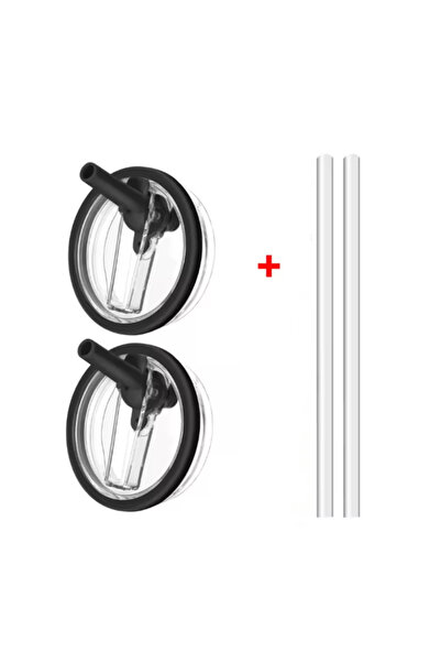 Choice غطاءان أسودان سعة 40 أونصة لأكواب ستانلي ذات المصاصة القلابة، مانعان ل...