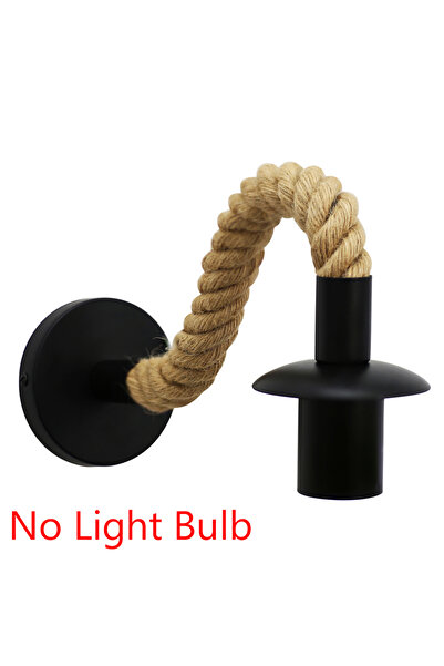 Choice لا يشمل المصباح، مصباح جداري عتيق، قاعدة E27، مصباح جداري من حبل القنب، ديكور صناعي، غرفة طعام