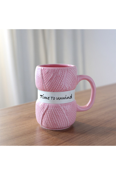 Choice Pink 301-400ml Hot Knit Style Ceramic Coffee Mug, Coffee Cup, Colorful Yarn Ball Mug, Tea Cup Gift,