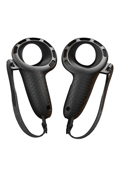 ALLOYSEED black Silicone Controller Grips with Hand Strap Non-Slip Handle Cover Controller Grip Cover for Meta