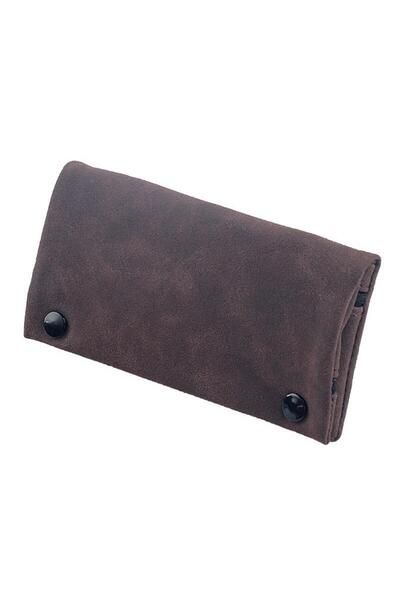 Choice حقيبة سجائر يدوية من الجلد بلون القهوة المثلج، حقائب تخزين قابلة للطي،...