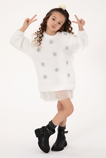 U.S. Polo Assn. Kız Çocuk Krem Triko Elbise 50316830-VR256