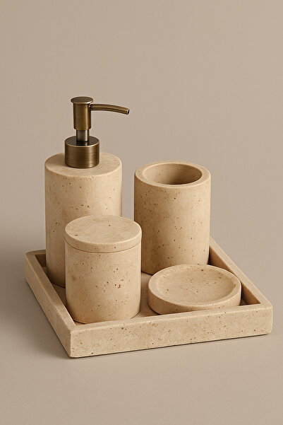 DMR HOME Natural Travertine Stone Bathroom Set – |   Minimal Luxury Design