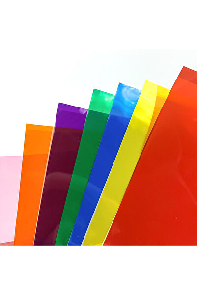 Choice عبوة من 7 قطع من فيلم النوافذ الشفاف الملون ذاتي اللصق، مقاس 20 سم × 30 سم، 7 ألوان لكل قطعة.