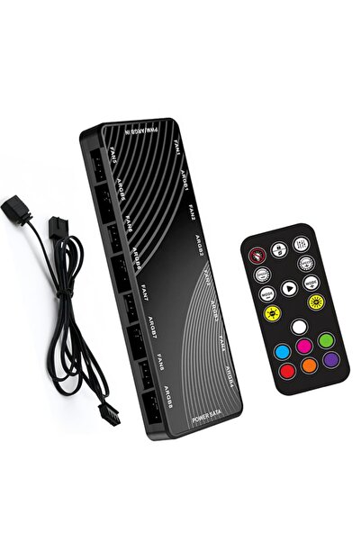 Choice1 Remote Control Chassis Fan Hub, Dual 8 Ports. ARGB 3PIN+PWM 4PIN Port...