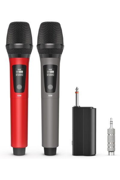 JYX Wireless Microphone, Dual UHF Metal Rechargeable Handheld Dynamic Cordless Mic