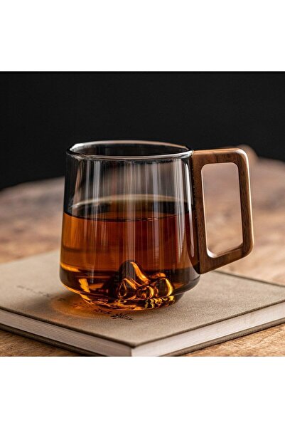 Choice 450ml 1pc cinerous 1/2pcs Glass wood single-layer cup high borosilicate Pyrex tea cup large capacity