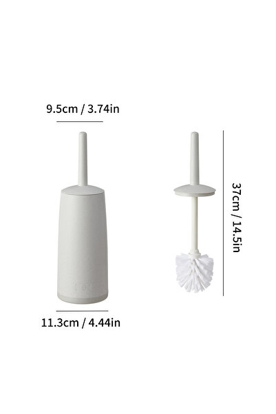 WORTHBUY Grey Splash Proof Handle Toilet Brush With Base Soft Bristle Plastic Toilet Cleaning Brush