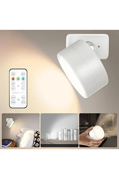 XIWANGFIRE white Rechargeable LED Wall Lights with Remote Magnetic 360° Rotat...
