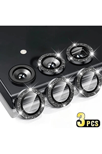 Choice غطاء حماية عدسة زجاجي لامع مرصع بالألماس أسود اللون لهاتف Galaxy A34، ...