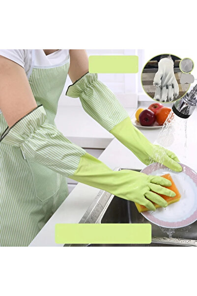 Choice green 1 pair of winter warm gloves, velvet lining, kitchen dishwashing...