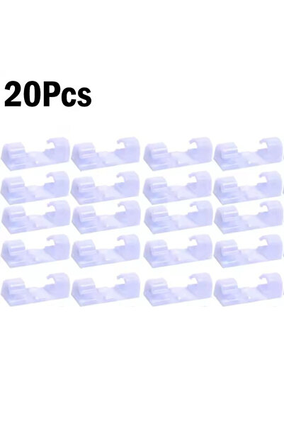 Choice 20X-مشابك كابلات لاصقة بيضاء حامل أسلاك للحائط ملصقات ذاتية اللصق شفاف...