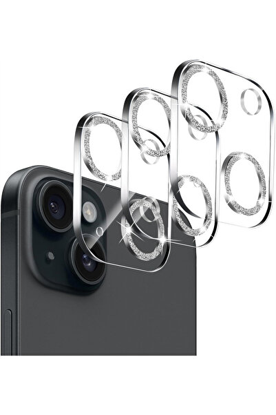 Choice For iPhone 15 15Plus black 3PCS Bling Glitter Diamond Camera Lens Prot...