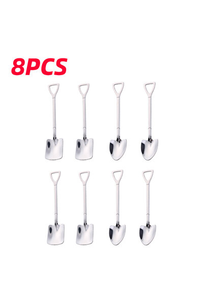 Choice Silver 4A4B 4/8PCS Stainless Steel Coffee Spoon Creative Shovel Shape Tea Spoons Ice Cream Scoop Kit