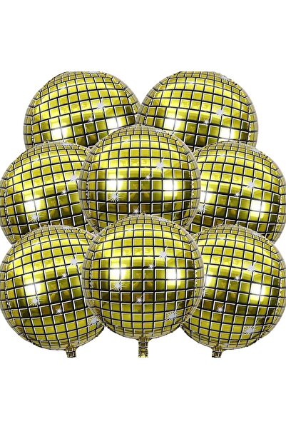 Choice ٦ بالونات ذهبية مقاس ٢٢ بوصة على شكل كرة ديسكو رباعية الأبعاد، ٨ بالون...