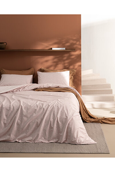 Madame Coco Alida King Size %100 Pamuk Ranforce Baskılı Nevresim Takımı - Pudra