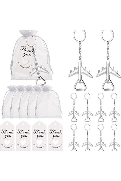 Choice مجموعة من 24 قطعة من فتاحات زجاجات على شكل سلسلة مفاتيح طائرة، مع أكيا...