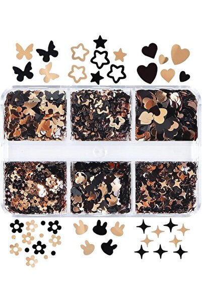 Arabest ملصقات تزيين الأظافر اللامعة، رقائق أظافر ثلاثية الأبعاد متلألئة، طقم ترتر على شكل قلب وفراشة وأرنب ونجوم