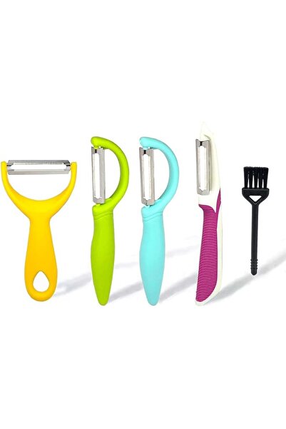 Arabest 5PCS Vegetable Peelers,with Cleaning Brush, Stainless Steel Blades Potato Peeler for Kitchen