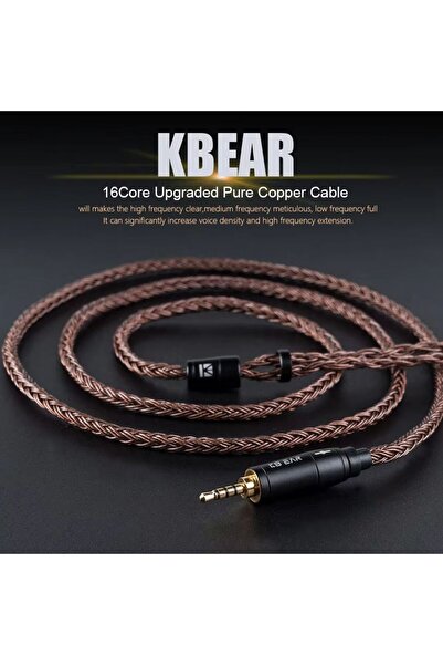 Choice كابل سماعات أذن داخلي بني اللون من KBEAR، 3.5QDC، ذو 16 سلكًا و2 دبوس،...
