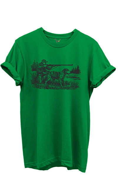 WİDİ Лов и ловни кучета Ловна сцена Принт 100% памук Регулярна кройка Кръгла ...