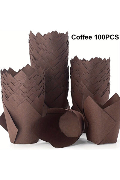 Choice أكواب ورقية للكيك على شكل زهرة التوليب، 100 قطعة أو 50/100 قطعة، مقاوم...