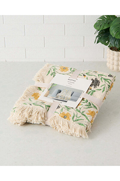 REDTAG Cream Floral Printed Throw