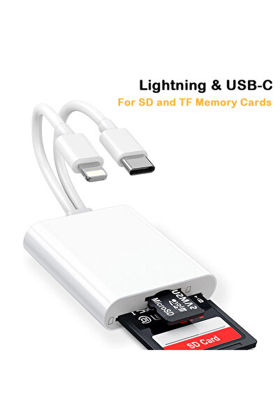 Choice قارئ بطاقات SD أبيض اللون لأجهزة iPhone و iPad، ومحول كاميرا رقمية بمو...