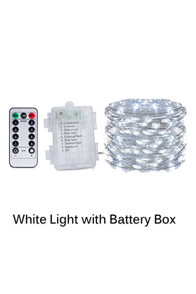 Choice سلسلة مصابيح LED بيضاء اللون تعمل بالبطارية بطول 5 أمتار (5/10/20 مترً...