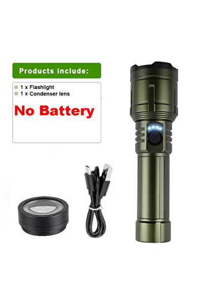 Choice مصباح يدوي فائق القوة بدون بطارية، مصباح تركيز إشعال، مقاوم للماء، عسكري تكتيكي