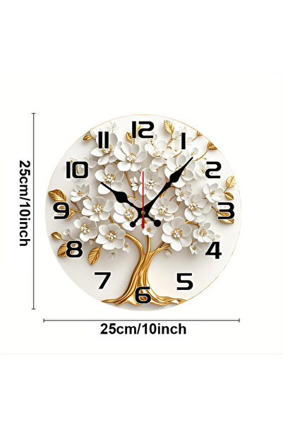 Choice ساعة حائط خشبية دائرية صامتة مقاس 10 بوصات بتصميم شجرة الحياة (GZ-WYT08310145)، مناسبة لغرفة المعيشة