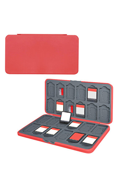 Choice صندوق تخزين أحمر اللون لبطاقات الألعاب، يحتوي على 24 فتحة للألعاب و24 ...