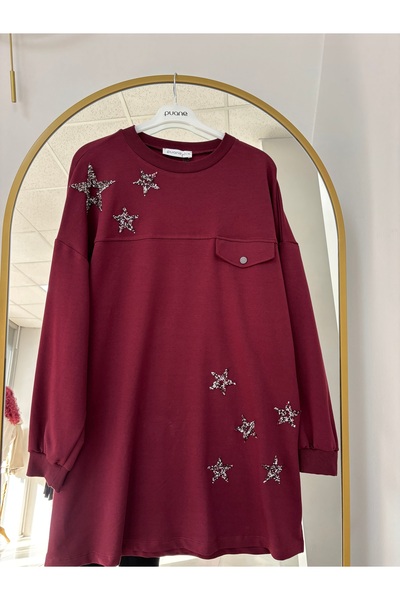 Puane yıldız detaylı tunik