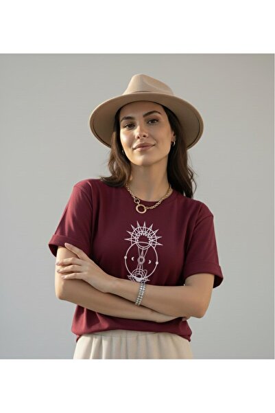 BUWOM تيشيرت نسائي من Moon Soul مطبوع برقبة دائرية