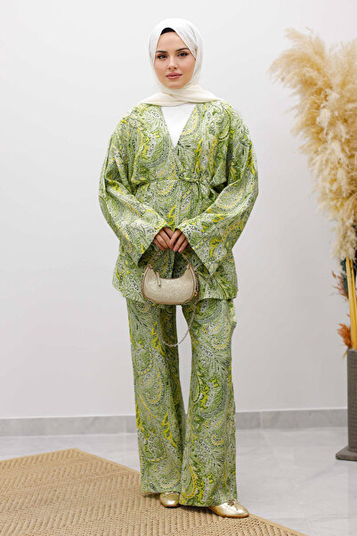 Tesettür Dünyası Buy Tie-Dye Kimono Set Tsd250265 Green