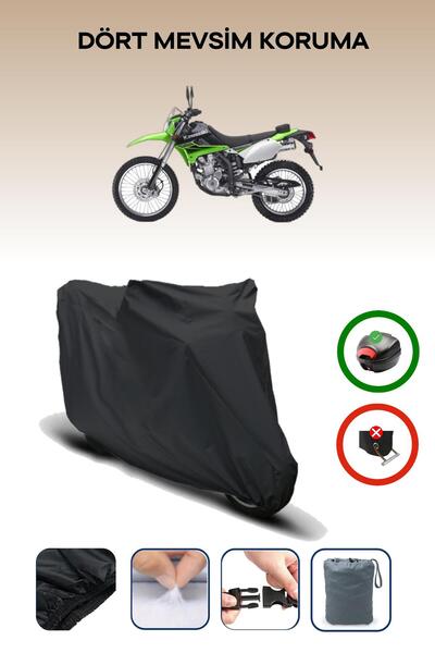 Breen حقيبة خلفية سوداء متوافقة مع غطاء محرك الدراجة النارية المتوافق مع Kawasaki KLX 250