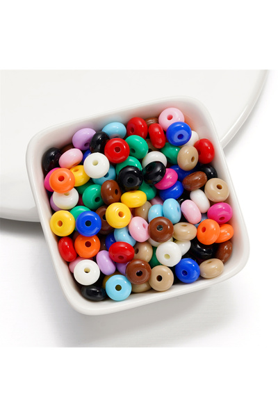Choice10 Mixed 50pcs/Lot 8mm Acrylic Flat Shape Spacer Charm Loose Beads for ...
