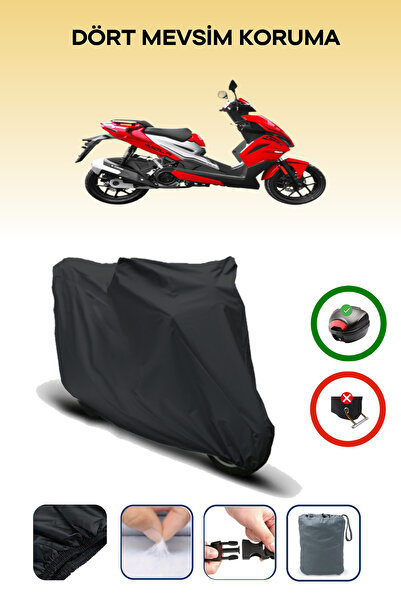 Breen Black Rear Bag Compatible Yuki Imola 125 Compatible Motorcycle Tarpauli...