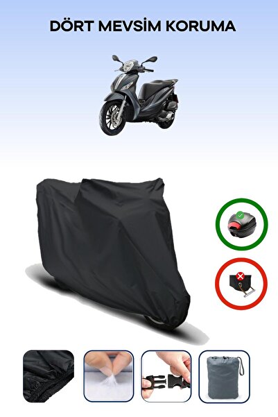 Breen Black Rear Bag Compatible Piaggio Medley 150 Compatible Motorcycle Canv...