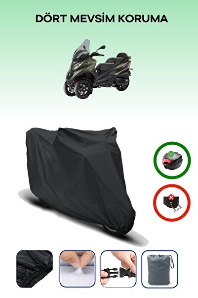 Breen Black Rear Bag Compatible Piaggio Mp3 350 Compatible Motorcycle Canvas ...