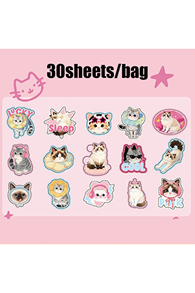 Choice3 B 30 ورقة/كيس ملصقات سلسلة بيت القطط اللطيفة ذات الطابع الحيواني الأل...