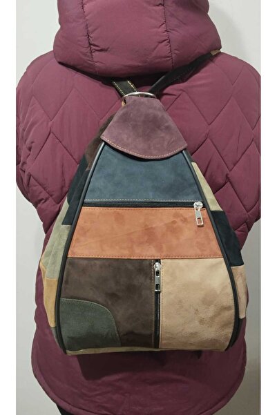atter Genuine Leather Women's Suede Backpack (40cm X 26cm X 17cm)