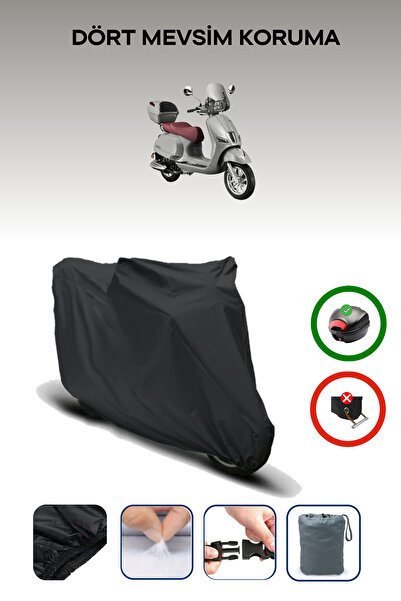 Breen Black Rear Bag Compatible Rks Bevely 125 Compatible Motorcycle Tarpaulin Motor Cover