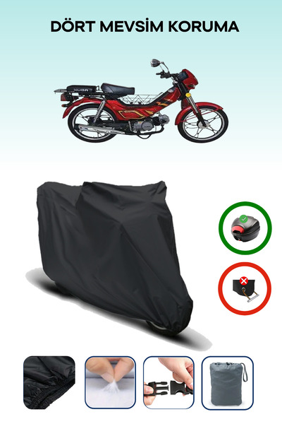 Breen Black Rear Bag Compatible Kuba Leopard 100 Compatible Motorcycle Tarpau...