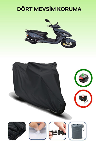 Breen Black Rear Bag Compatible Arora Quantum 50 Compatible Motorcycle Tarpau...